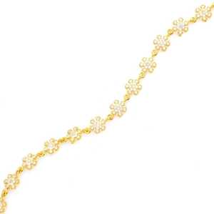 Pulsera de Plata de Ley 925 con Diseño de Copo de Nieve, Bisel Redondo Blanco con Cristales - Product Image 1