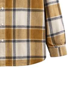 Chemise à carreaux personnalisée pour homme, manches longues, boutonnée, style décontracté en flanelle, couleur camel, marron, gris, fabricant sur mesure, vente en gros - Product Image 6