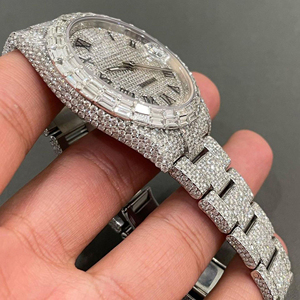 นาฬิกาฮิปฮอปประดับเพชรรอบตัดและบาแกตต์สำหรับผู้ชาย/ผู้ทดสอบผ่านนาฬิกาเพชรแบบกำหนดเอง - Product Image 2