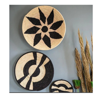 Ensemble de paniers décoratifs muraux, paniers africains pour décoration murale bohème, paniers tissés avec différents motifs pour art mural bohème