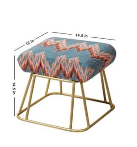 Fancy rectangular footrests ottoman gold metal legs sitting <b>stool</b> usage home hotel room restaurant indoor outdoor living room - Product Image 5