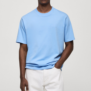 T-shirt décontracté en coton pour homme à manches courtes et col rond T-Shirt Slim Fit pour homme avec tissu respirant confortable - Product Image 5