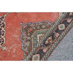 Tapis turc vintage 4,7x12,1 pi (142x370 cm), tapis floral rouge et noir - Product Image 5