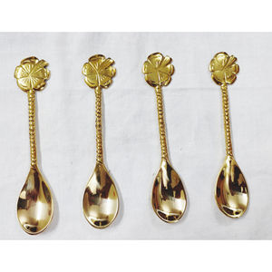 Ensemble de 4 cuillères à café en plumes en laiton de luxe pour la maison et l'hôtel Ensemble de cuillères à café de haute qualité avec vernis pour la cuisine - Product Image 6