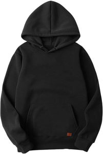 Sweats à capuche pour hommes couleur unie à manches longues avec cordon de serrage Hipster sweats à capuche décontractés avec poches - Product Image 5