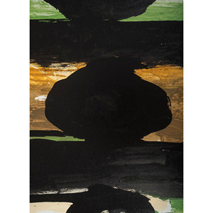 Tapis de Jaipur, Art Mural sur Toile et Tapisserie au Design Abstrait Moderne Américain, Peinture Gris et Noir - Product Image 2