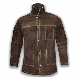 Veste de soudage en peau de vache confortable pour hommes avec col montant et manches longues pour le printemps - Product Image 3