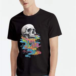 T-shirt décontracté pour homme 100 % coton jersey, motif uni, 220 grammes, haute qualité, respirant, anti-plis, séchage rapide - Product Image 2