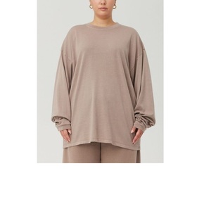 Camiseta informal de manga larga para mujer de punto de rizo ecológico Premium personalizada Color sólido ajuste holgado cálido asequible-Export BD - Product Image 6