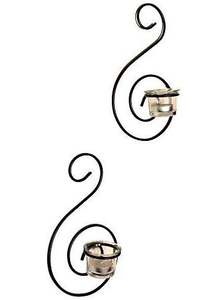 Applique murale en fer forgé de style antique, design luxueux, avec support pour bougie chauffe-plat, pour la décoration de la maison et du bureau, mariages, fêtes et événements, fabriquée en Inde. - Product Image 5