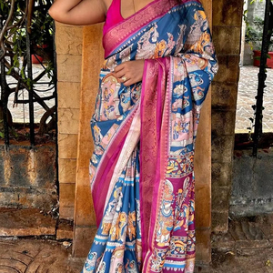 Saree en soie douce pure avec séquence de broderie travail prêt à porter chemisier de fête pour femmes vêtements indiens et pakistanais - Product Image 1