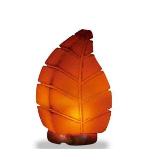 Lámpara de sal de roca del Himalaya con diseño de hoja única, elegante Cristal tallado a mano con soporte de madera para Decoración - Product Image 4