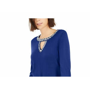 INC International Concepts Maglione da donna blu navy con decorazioni a goccia, stagione invernale, taglia media - Product Image 2