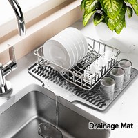 Tapis de séchage en silicone résistant à la chaleur pour évier de cuisine, plateau de drainage, dessous de plat