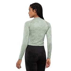 Camiseta Deportiva de Manga Larga para Mujer, con Logotipo Personalizado, Estilo Moderno, Lavado Ácido, Material Elástico, para Gimnasio, Verano - Product Image 6