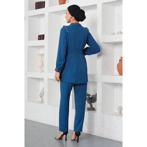 Traje Casual ElbiseStone de 2 Piezas, Largo Midi, con Manga Larga y Detalles Elegantes, 100% Algodón - Product Image 5