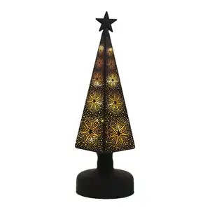圣诞装饰品树形金属奉献烛台双色带星星切割金属烛台