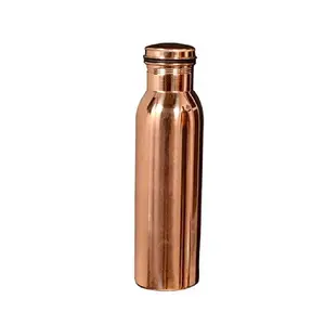 Plain Pure Copper Water Bottle With Yoga Ayurveda Health Benefits | Glossy Copper Water Bottle with Ayurveda Health Benefits