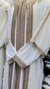 Qamis Marocain Hommes Fait Main en Soie à Imprimé Numérique Infroissable, Grande Taille XXL, Manches Longues, Style Fête, Abaya Musulmane pour Adultes - Product Image 5
