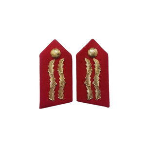 WOK Good Quality Officers Red Brass Gorget <b>Gold</b> Embroidery Patches Custom Collar Patches <b>Gold</b> Bullion Embroidered Metal Hat - Product Image 2