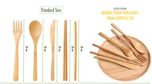 Juego de cubiertos de bambú natural ecológico/juego de cubiertos de bambú de viaje cuchara de bambú con el precio más barato para su elección en Vietnam - Product Image 2