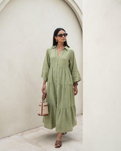 2025 gros élégant dames droite Maxi robe de haute qualité respirant tricot lin pour femmes robes décontractées - Product Image 1