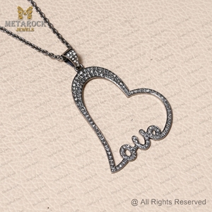 จี้หัวใจเงิน925ออกซิไดซ์จี้เพชรรูปกุหลาบตัดจี้ความรักสร้อยคอโซ่เงินรูปดาวคุณภาพสูงดีไซน์ใหม่ - Product Image 4