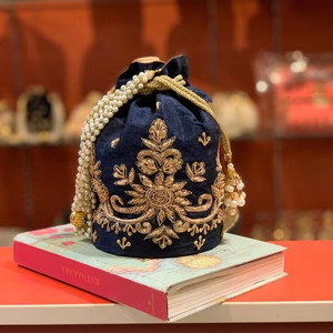 ZARDOZI WORK-bolsas de NEW--STYLISH---POTLI para fiesta y boda, con adornos de perlas de cristal, perlas de piedra, 2021 - Product Image 2