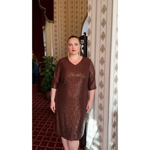 Robe de soirée à paillettes grande taille en marron - Product Image 1