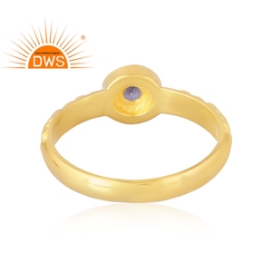Última Venta de anillo de piedras preciosas de tanzanita natural chapado en oro de 18 quilates de Plata de Ley 925 fabricante de joyería fina Demi Última venta - Product Image 2