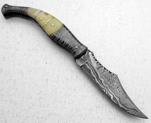 Cuchillo plegable de cobre de Damasco con bolsillo con mango de cuerno y cuchillo coleccionable mejor para minoristas. - Product Image 5