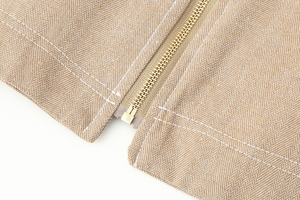 <b>Khaki</b> Color Long Sleeve Turn Down Collar Zipper Fly Casual Fashion Women's Coats Jackets - Product Image 4