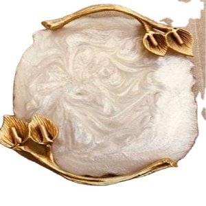 Bandeja elegante con asas doradas, Color blanco, forma ovalada, resina y Metal, para el hogar, Hotel, restaurante, servicio de té y café, suministros de hotel - Product Image 1