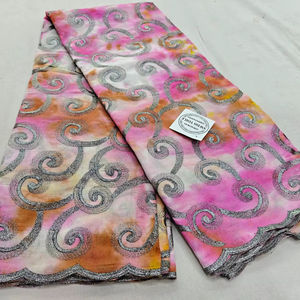 Tissu voile en coton peigné de haute qualité, respirant, broderie traditionnelle multicolore, thoub pour femmes, lafaya, thoub soudanais - Product Image 1