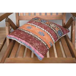 พรม kilim ขนแกะหลากสีขนาด14x14นิ้วถักด้วยลวดลายวินเทจแบบชนบทสำหรับหมอน - Product Image 4