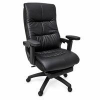 Chaise de bureau en cuir PU noir avec dossier haut, structure en PP et accoudoirs rembourrés pour bureaux informatiques, bureaux à domicile et salles de réunion