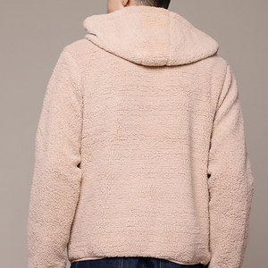 Men's Stylish <b>Sherpa</b> Hoodie with Unique Zipper-Up Collar and Drawstring Attached Fleece Lining for Winter - Product Image 3