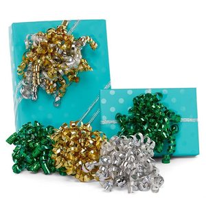 5 Solid Colored Bows Floral Holographic Decoration <b>Ribbons</b> Christmas Christmas Gift <b>Ribbon</b> Bow Metallic Paper Polyester Silk - Product Image 1