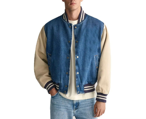 Veste universitaire en denim pour hommes, vente en gros personnalisée, dernière collection, patch en chenille, style lettreman, décontractée, extérieure, mode d'hiver, vêtements d'extérieur - Product Image 3