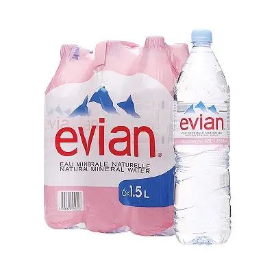 Agua Mineral Natural Evian 330ML,500ML, 750ML, 1L,1.5L 2L ..