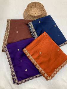 Sari de Tela de Seda Suave de Secado Rápido, Diseño Tradicional, Ideal para Fiestas y Uso Diario, con Bordado en el Borde, para Todas las Temporadas - Product Image 6