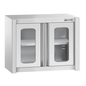 Commercial Stainless Steel Wall Cabinet / Kitchen Cupboard - 800x400x650mm - with <b>Glass</b> <b>Hinged</b> <b>Doors</b> - Product Image 3