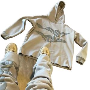Hot Selling Heavyweight <b>Men's</b> Flared Sweatpants & Hoodie Tracksuit Set with Puff Printing - Product Image 2