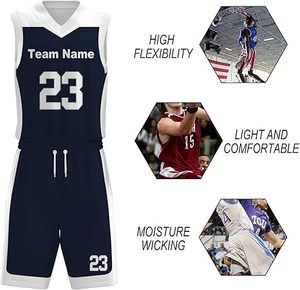 Uniforme de basket-ball léger de haute qualité pour adultes Style unique couleur unie ensemble grande taille respirant plus vêtements de basket-ball - Product Image 5