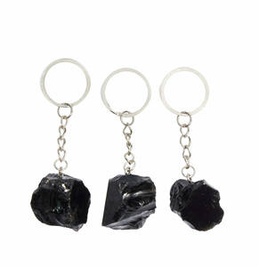 LLavero de cristal de alta calidad, piedra de obsidiana negra cruda, llavero curativo de piedra Natural china, regalo para llave de mujer, venta al por mayor - Product Image 6