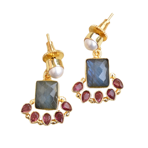 Pendientes Colgantes de Latón de Moda, Perla de Exportación, Hechos a Mano, Semipreciosos, Chapados en Oro de Alto Pulido, Diseño Único - Product Image 1