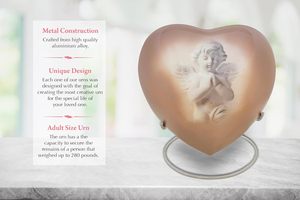 Urna en forma de corazón de bendición de ángel para cenizas humanas, urna de entierro para adultos de cremación hecha a mano, satén para cenizas incluidas, urna de tamaño personalizado - Product Image 6