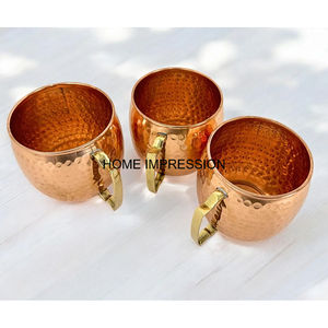 Tasse de mule de Moscou en métal de conception martelée avec poignée bière faite à la main buvant une tasse en cuivre pur 100% pour restaurants hôtels et bar - Product Image 2