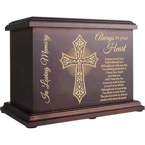 Urnas grandes de cremación funeraria para cenizas, nuevo diseño cruzado, urna de madera, urna conmemorativa para cenizas humanas para adultos, hombres y mujeres - Product Image 1