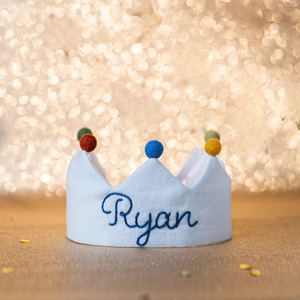 Décorations de fête Couronne d'<span class=keywords><strong>anniversaire</strong></span> pour bébé Monogramme Joyeux <span class=keywords><strong>Anniversaire</strong></span> Vente en gros Couronne en coton brodée mignonne - Product Image 2